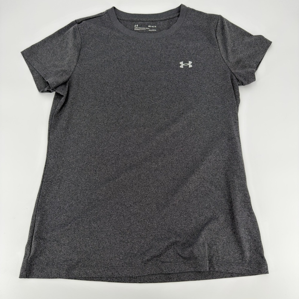 Under Armour HeatGear T Shirt Modern Women Medium Gray Heathered Loose Fit Top